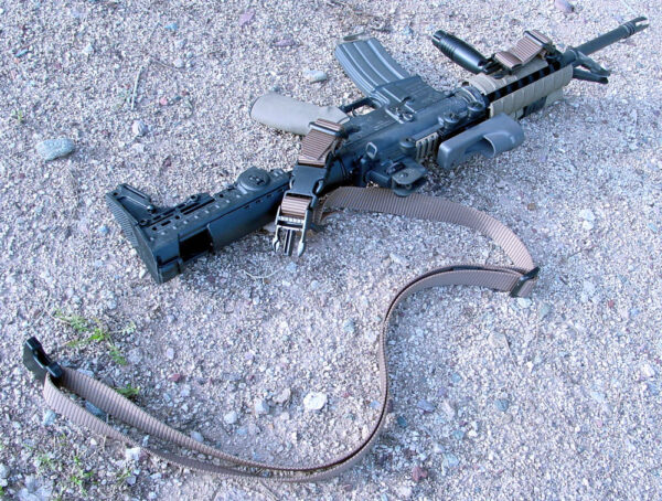 Single-Point Sling emergency release buckle still functions to open up sling loop.
