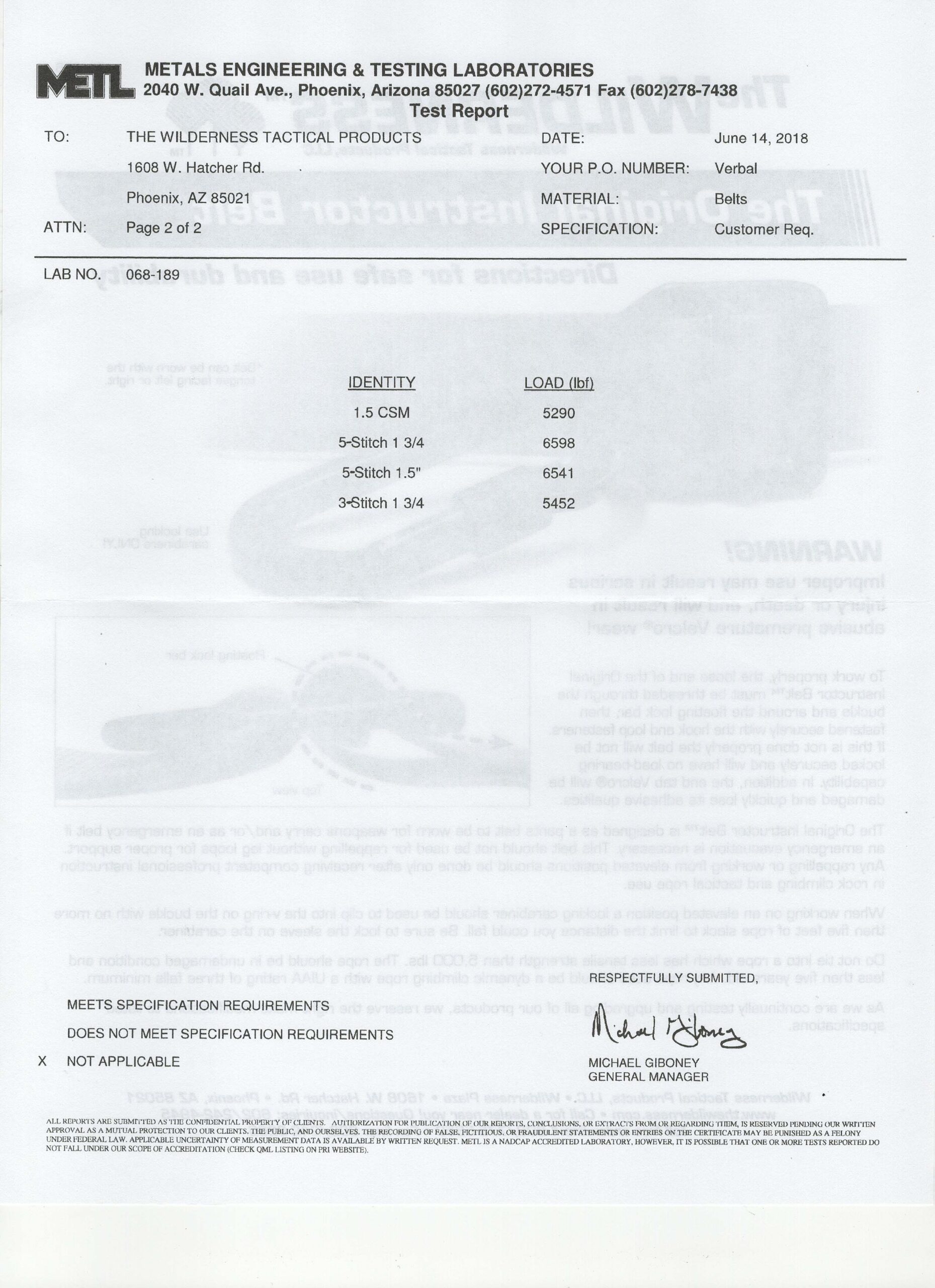 New 2018 belt lab tests